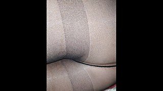 Step mom in Nylon pantyhose fucked by step son in bed from behind (anal Fuck)