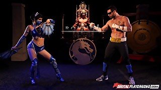 Princess Kitana beats the shit out of Johnny Cage and then fucks him silly