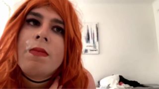 Teen redhead Crossdresser ruines 3 + Loads and swallows from Wine Glass. Cam Show Pt.6