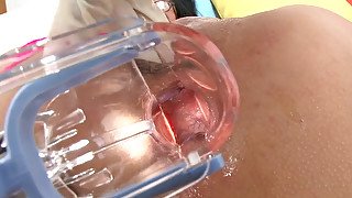 Hot girls show inside their anus with a vaginal speculum