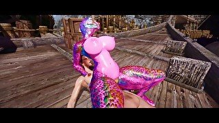 Curvy Argonian Girl Rides Huge FUTANARI Cock