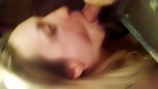 Homemade Hot Blonde sucking dick & getting fucked in bathroom on Phone Cam