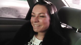 Emmy in hot girl gives head to a horny guy in his car