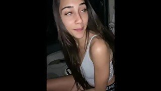 BELLA SKIES horny Latina teen cum dripping car sex and sloppy head