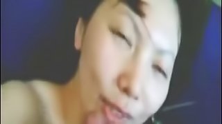 Nerdy Asian girlfriend loves his cock