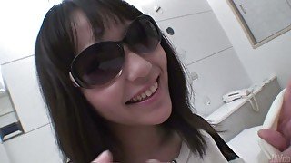 Japanese slut in sun glasses Chizuru gives her head and gets her slit fucked
