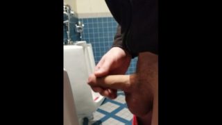 Real risky CAUGHT jerking huge cock in busy vancouver bathroom