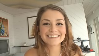 Solo porn hottie Allie Haze displays seductive body in a hot pussy action
