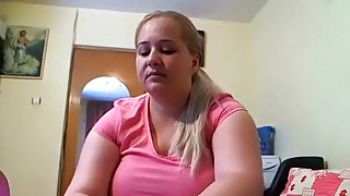 BBW blonde does webcam sex