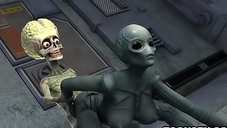 Sexy 3D cartoon alien babe fucked hard by a martian