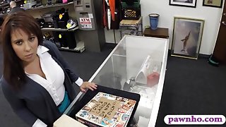 Busty milf pawns her pussy and poundedto earn extra money