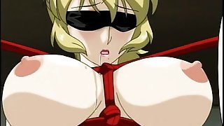 Tied up and blindfolded hentai blondie gets toyed and fucked