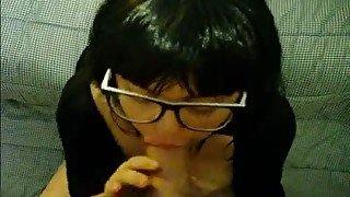 Filthy whore with jet black hair has serious oral skills