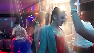 Horny wet babes at the club getting freaky to a wet steamy orgy