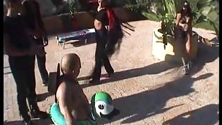 Big Brasilian anal orgy at the pool