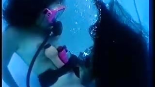 Scuba Girls Try Their Toys In The Pool