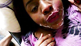 POV EBONY BABE Tears Up While Deep Throating+ Eye-Rolling And Moaning
