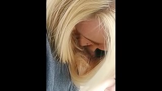 blowjob outside by blonde leads to oral creampie