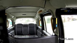 Redhead rimming and fucking in fake taxi