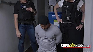 Interracial 3some orgy with two hottie cops
