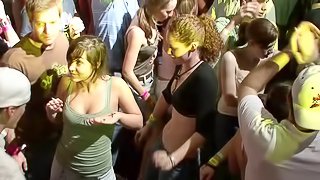 Nasty girl pulls her miniskirt up and flashes her butt in a club