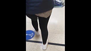 Step mom in leggings stuck under shelf get fucked by step son