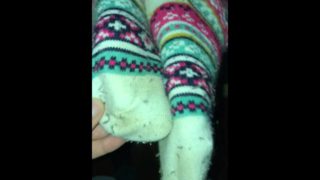 Dirty Knee high socks footjob