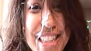 Super Horny Latina Gets Covered In Cum In a Wild Interracial Gangbang