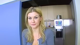 Sara is back for more sex and orgasm in her kitchen
