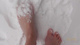 Feet in the snow
