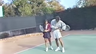 Hardcore Fucking on the Tennis Court for Retro Pornstar Alex Dane