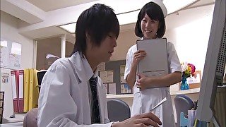 Natural body nurse Misaki Honda drops her panties for hot sex