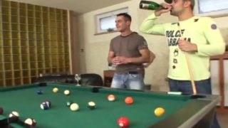 Group sex on a pool table with slutty babes