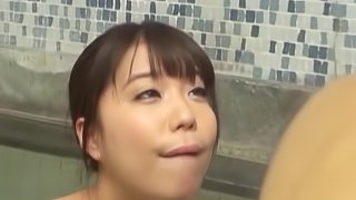 Sexy bath time with his babe Matsushita Miori who sucks his wiener