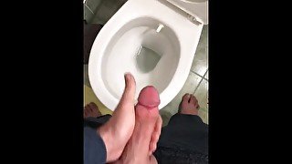 Hairy man Pissing toilet cut dick big ball