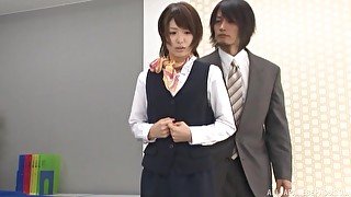 Naughty secretary Nanami Kawakami drops her panties for sex