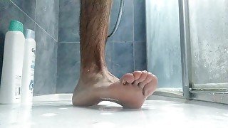 Would you like to cum on my feet? Bath them with your Sperm please! Sexy Feet Boy Play in the Shower