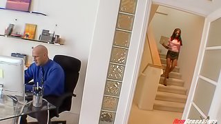 Seriously busty MILF secretary gets fucked by her hung bald boss