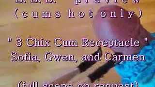 BBB preview: 3 chix cum receptacle (cumshot only)