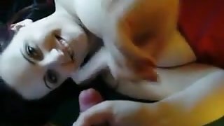 Gorgeous bbw gives blowjob and gets cum on her tits