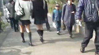 Busy street sharking scene of lovable Japanese hottie and some stranger