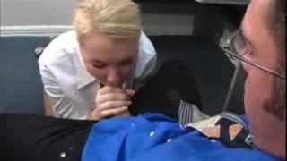 Foreign Exchange student, Leah, gets to suck the deans cock