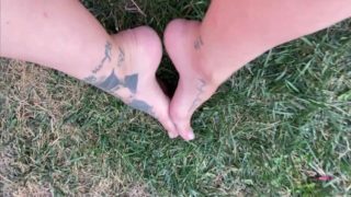 Barefoot Outside Walking On A Grass Cute Teen Feet Preview
