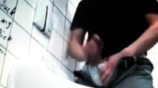 azeri Jerking huge cock at public toilet