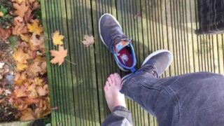 Walking Barefoot in Autumn Leaves