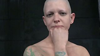 Bald slut Abigail Dupree says that she is fine after a BDSM session