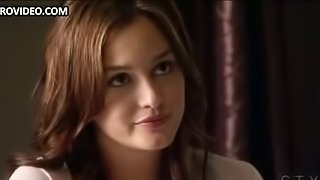 Breathtaking Brunette Leighton Meester Changes Clothes In Hot Lingerie