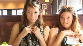 Nasty girls Raylene and Romi flash their butts in reality clip