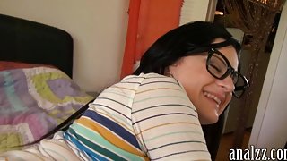 Nerd teen girlfriend anal try out and facialed by her BF