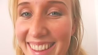 Sexy sucking mouth of a pretty blonde gives him great head